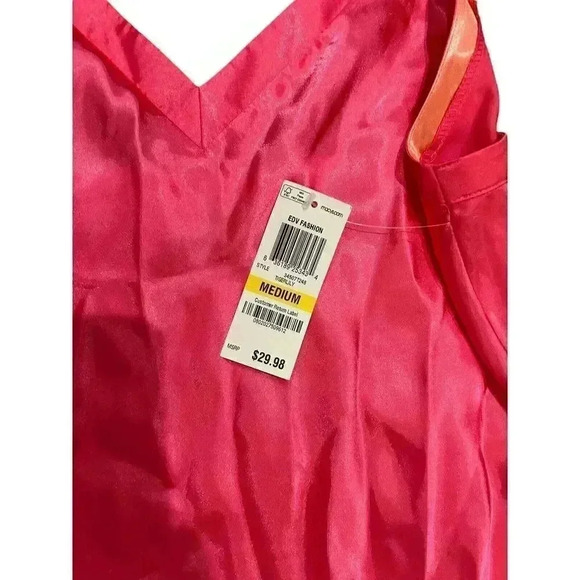 Morgan Taylor Intimates M Hot Pink Slip Nightgown Chemise Silky Barbiecore NWT - Picture 3 of 8